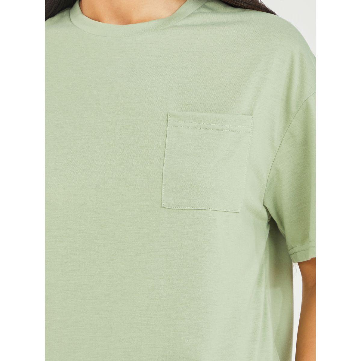 Styli Unwind Solid Pocket Detail T-shirt and Pyjama Set-women-clothing-nightwear-pyjamas-longsets-image-3