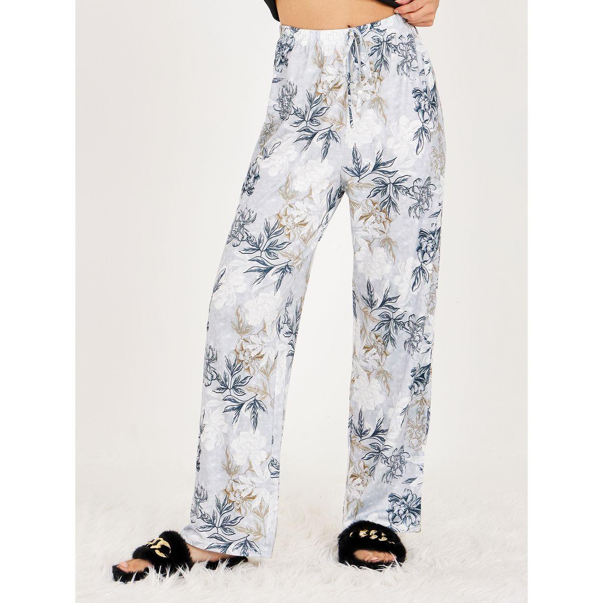 Styli Unwind Solid T-shirt and Floral Print Pyjama Set-women-clothing-nightwear-pyjamas-longsets-image-5