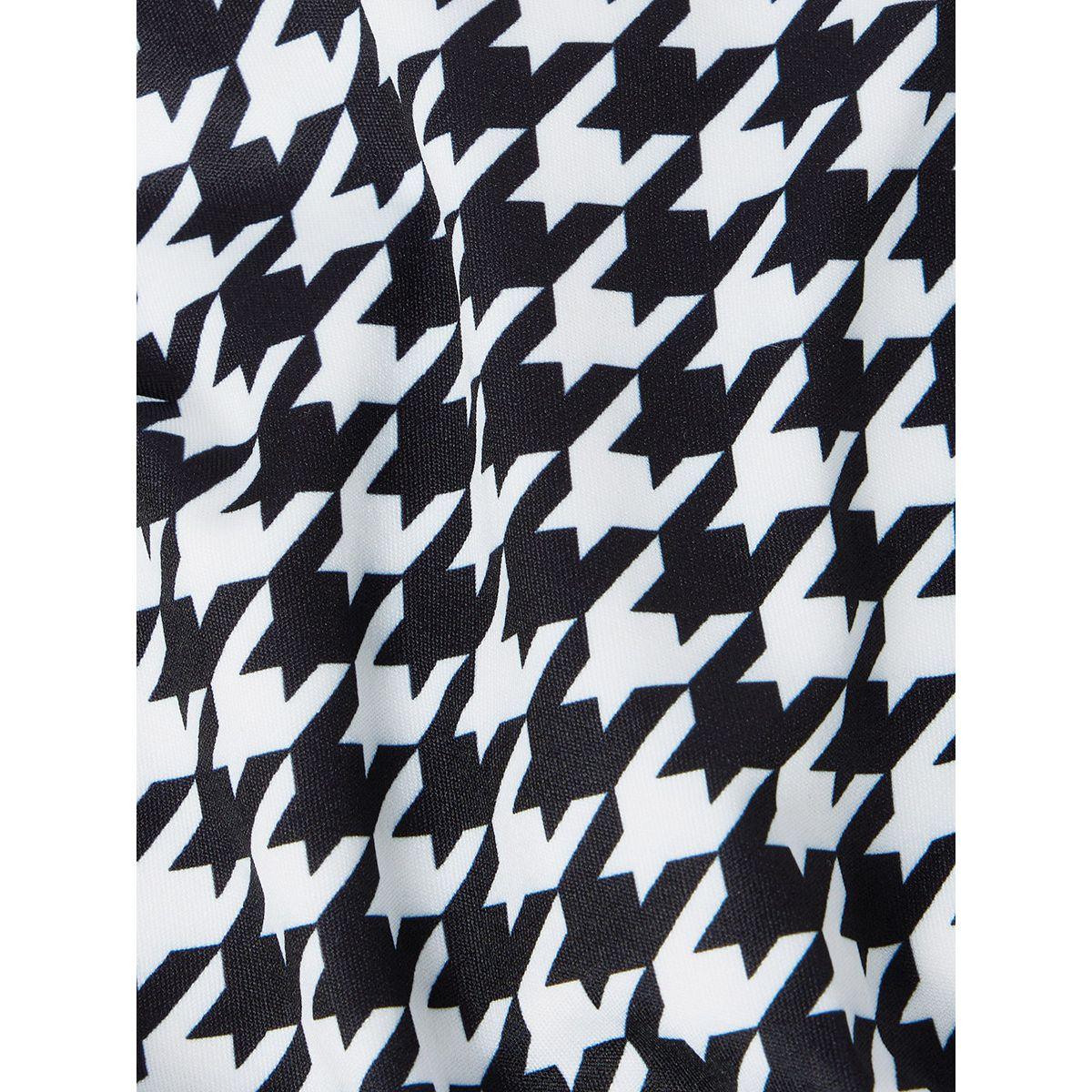 Styli Long Sleeves High Neck Houndstooth Mini Dress-women-clothing-dresses-image-5