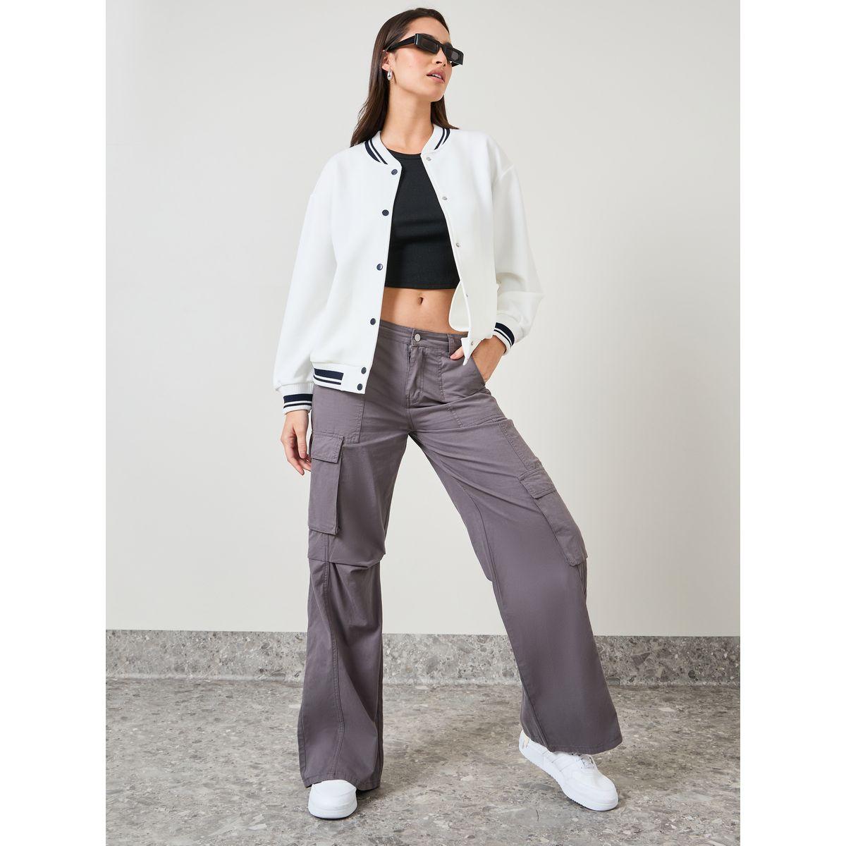 Styli Solid Regular Fit Varsity Bomber Jacket-women-winterwear-coatsandjackets-jackets-image-2