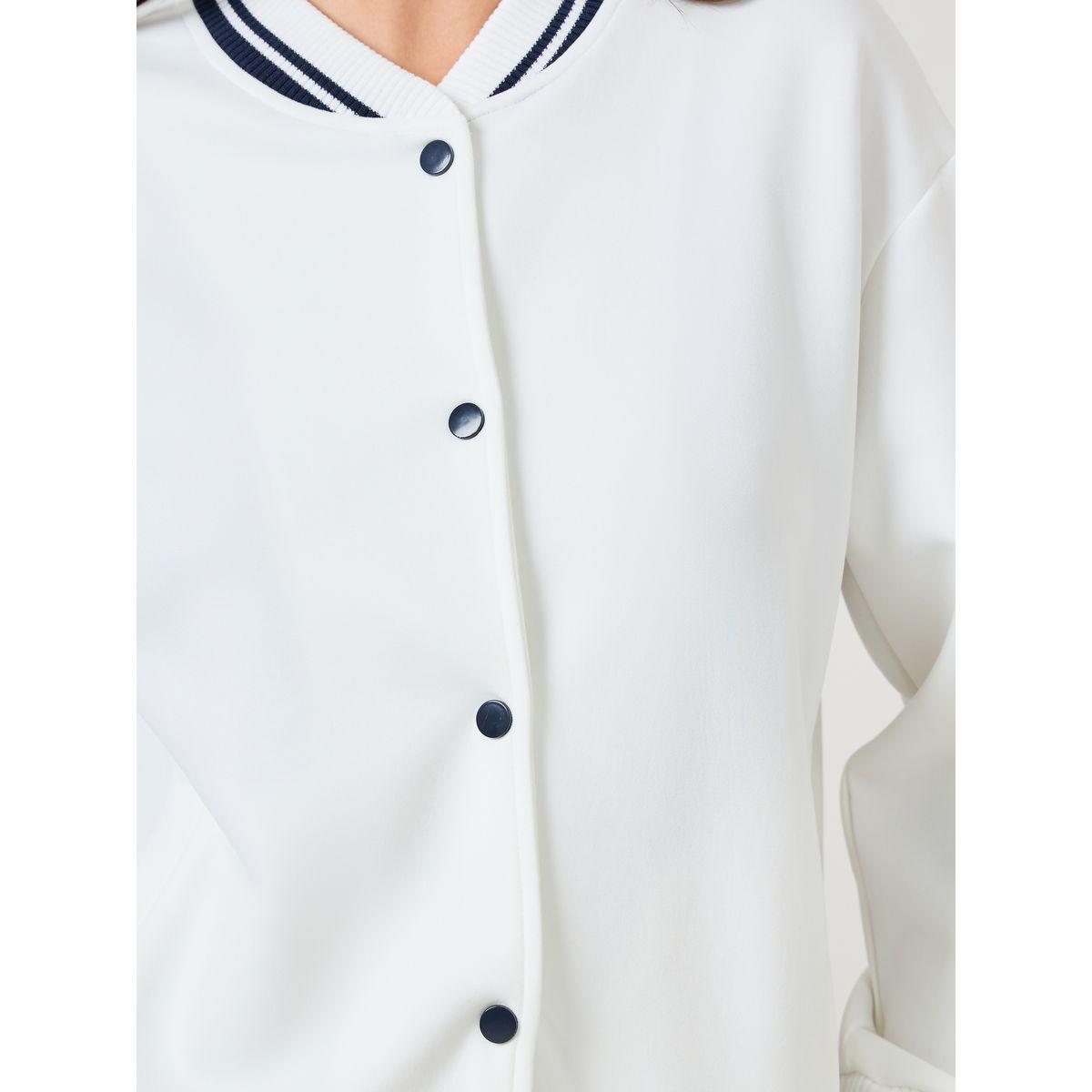 Styli Solid Regular Fit Varsity Bomber Jacket-women-winterwear-coatsandjackets-jackets-image-4