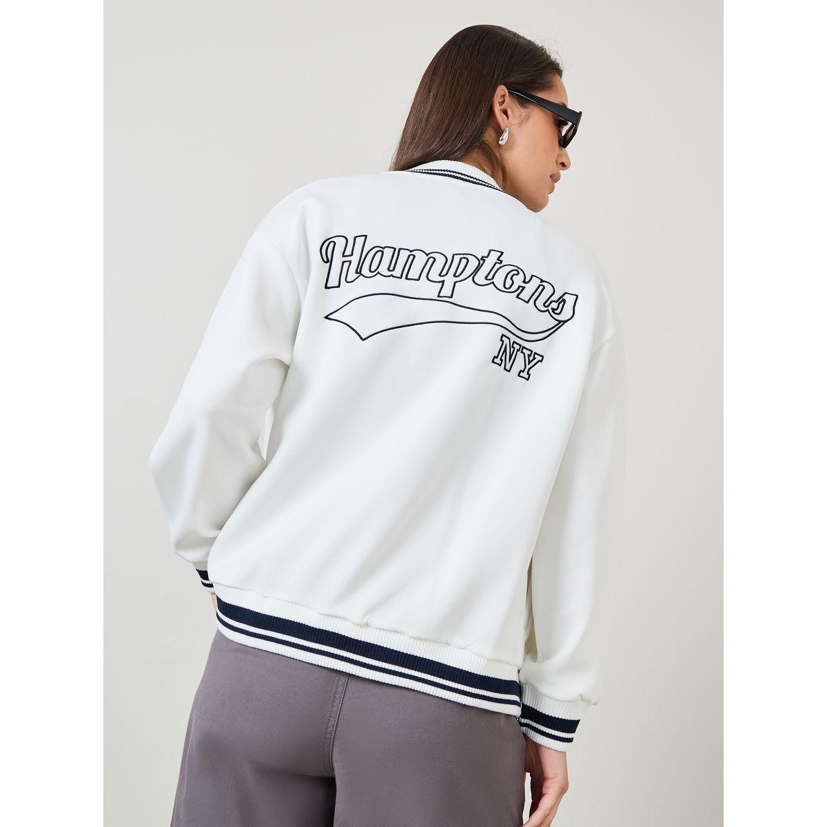 Styli Solid Regular Fit Varsity Bomber Jacket-women-winterwear-coatsandjackets-jackets-image-5