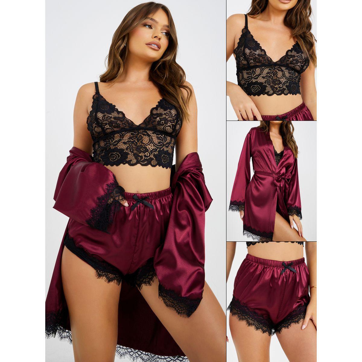طقم من 3 ( روب + شورت + صدرية )-women-clothing-lingerie-lingeriesets-image-1