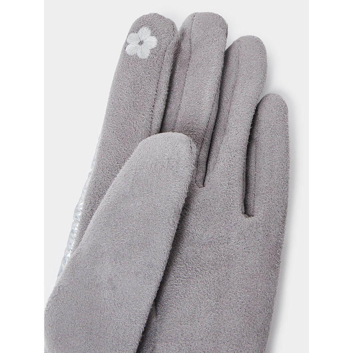 Styli Faux Fur Detail Metallic Winter Gloves-women-winterwear-gloves-image-3