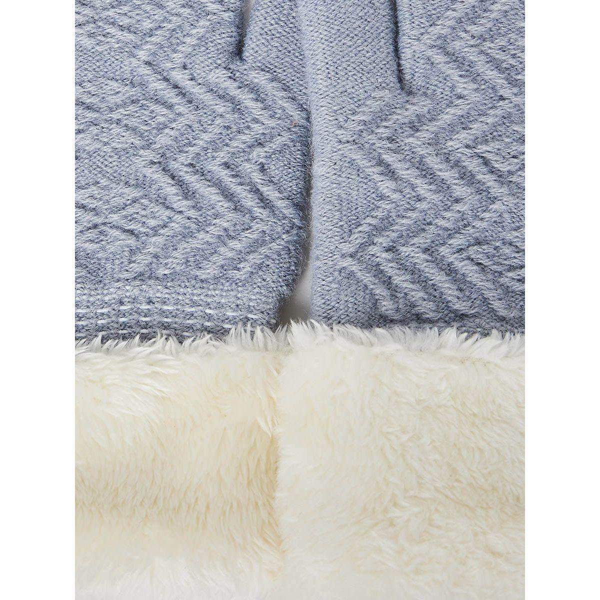Styli Faux Fur Detail Patterned Winter Gloves-women-winterwear-gloves-image-2