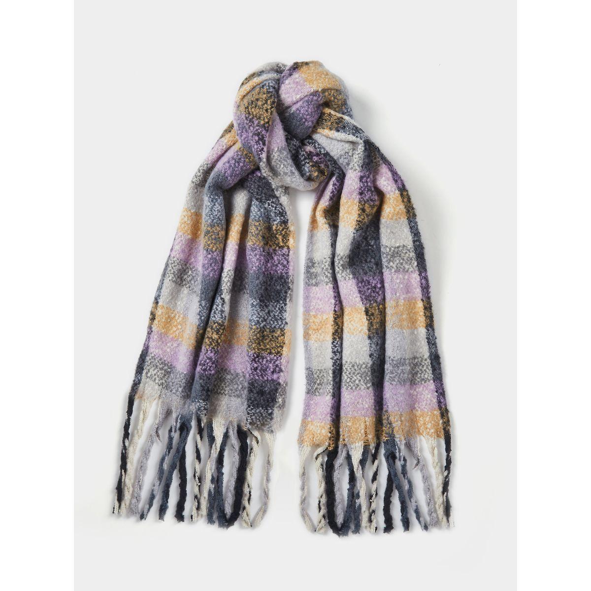 Styli Checked Pattern Scarf with Tassel Detail-women-winterwear-scarves-image-1