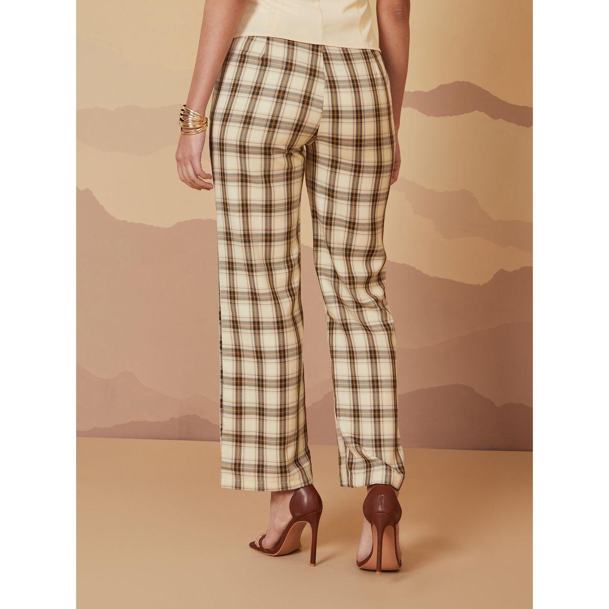 بنطال مطبع بمربعات وقصة مستقيمة-women-clothing-bottoms-trousers-image-4