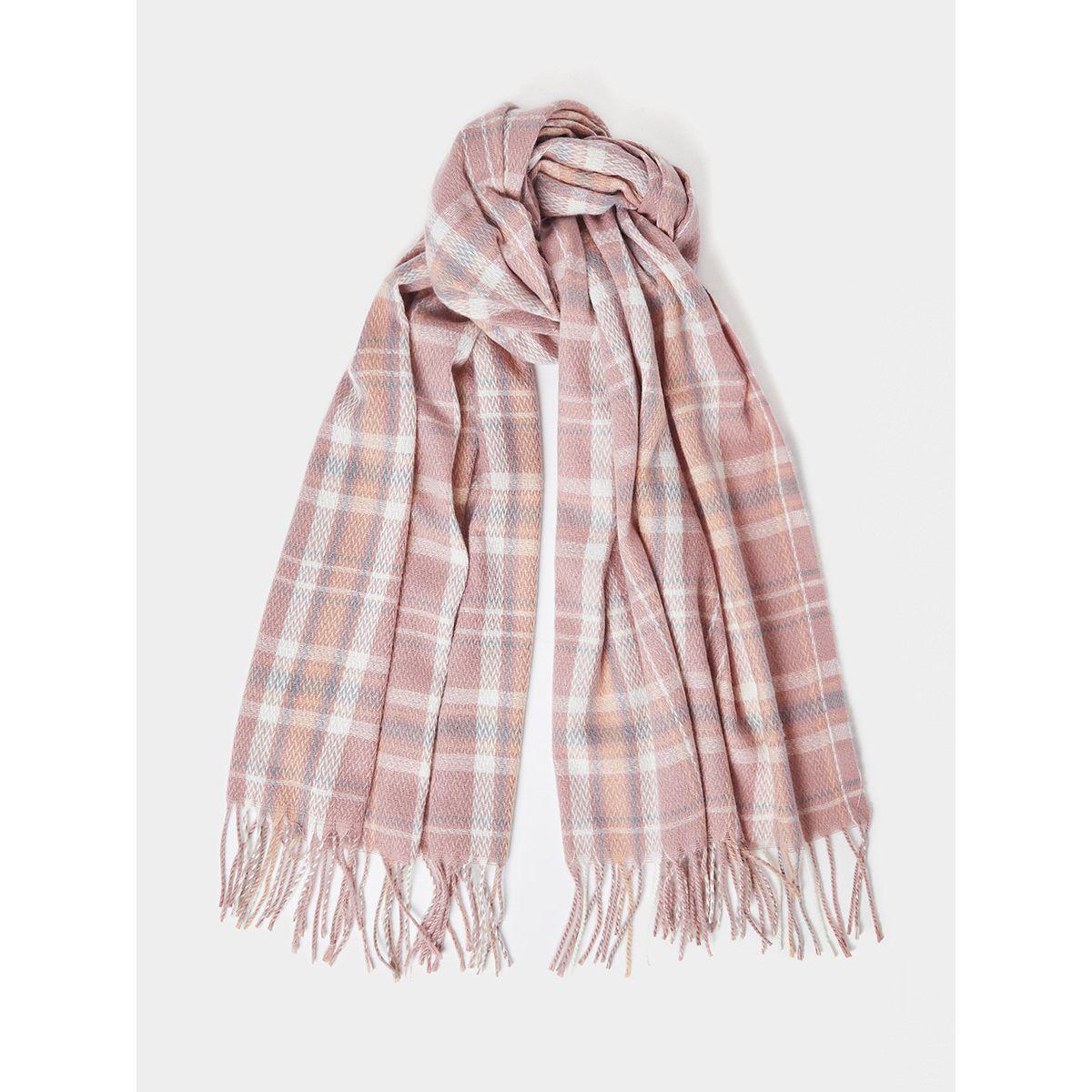 Styli Checked Pattern Scarf with Tassel Detail-women-winterwear-scarves-image-1