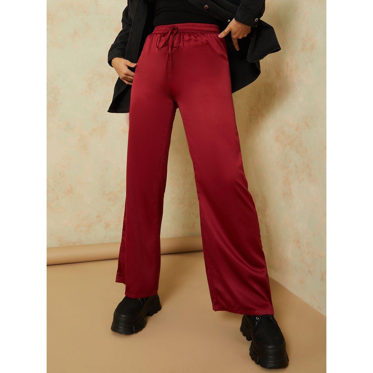 Styli Drawstring Detail Satin Wide Leg Trouser-women-clothing-bottoms-trousers-image-1