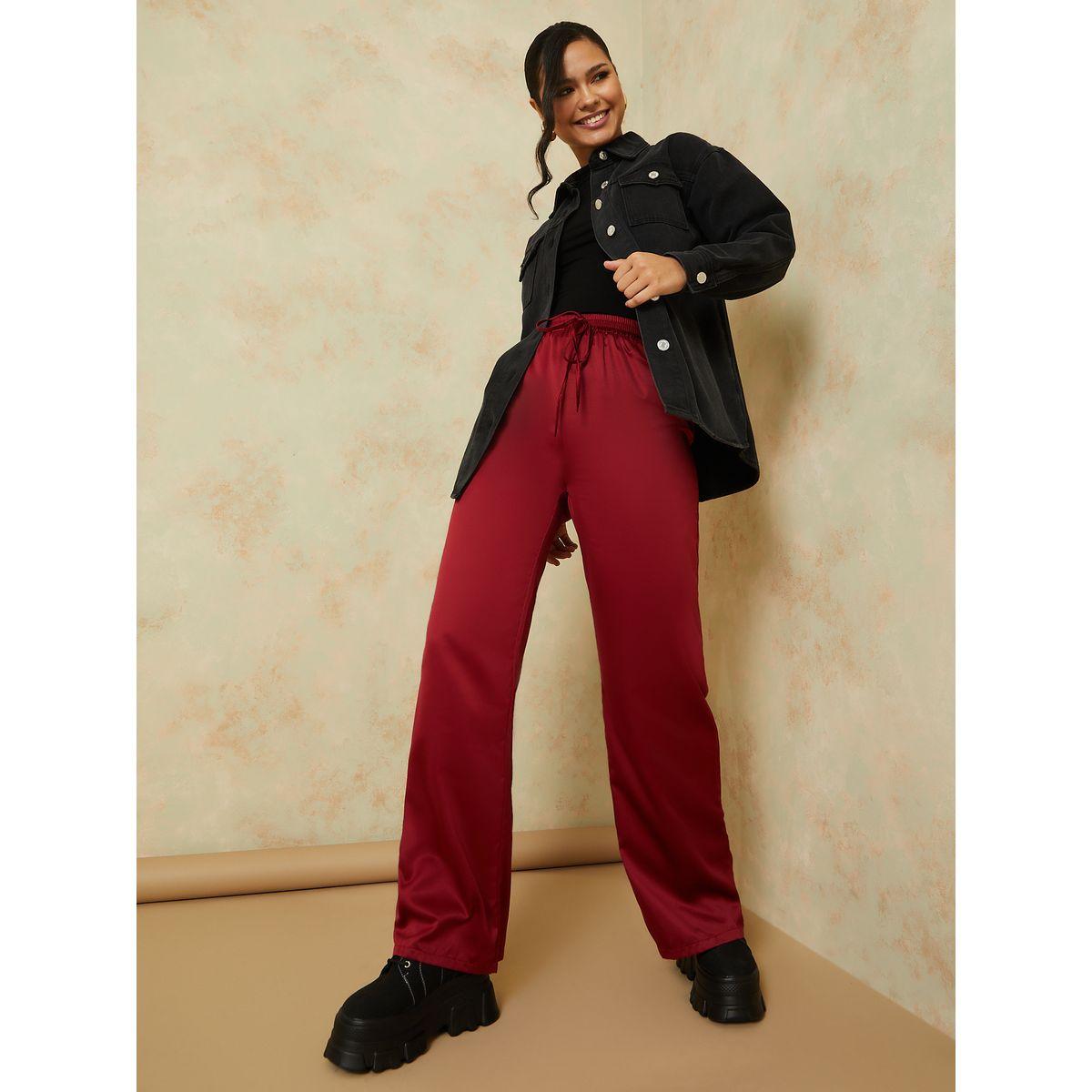 Styli Drawstring Detail Satin Wide Leg Trouser-women-clothing-bottoms-trousers-image-2