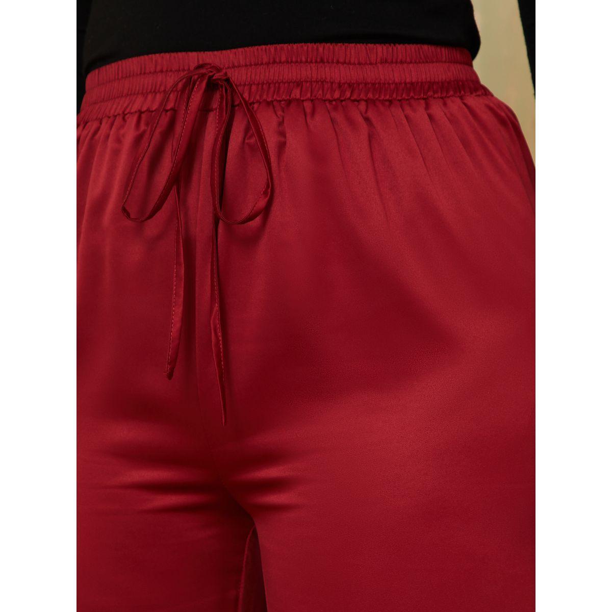 Styli Drawstring Detail Satin Wide Leg Trouser-women-clothing-bottoms-trousers-image-3
