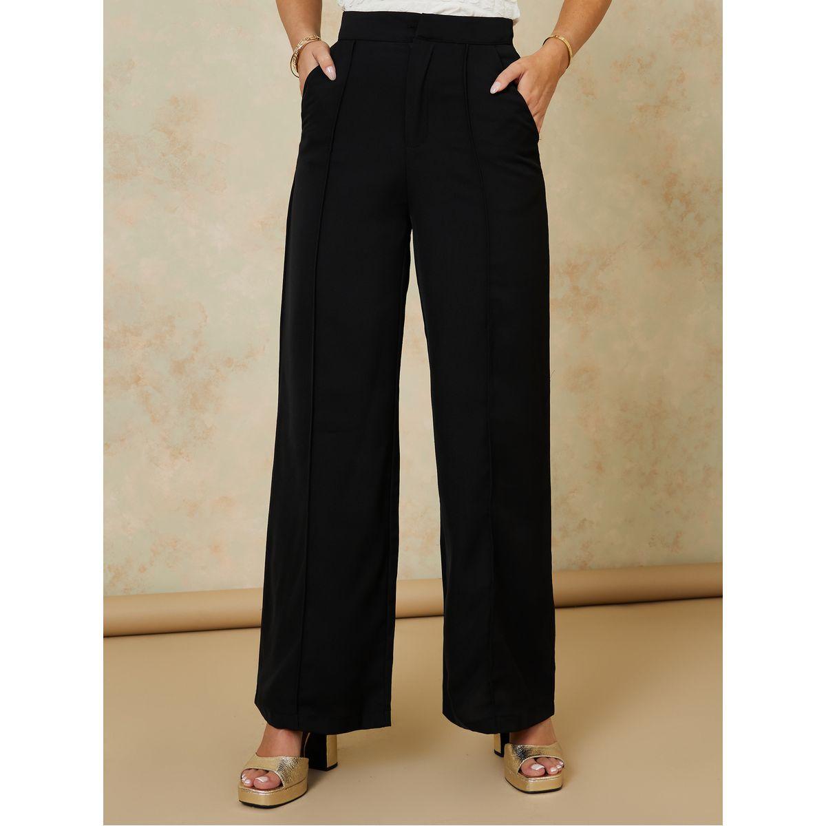 Styli High Rise Seam Detail Wide Leg Trouser-women-clothing-bottoms-trousers-image-2