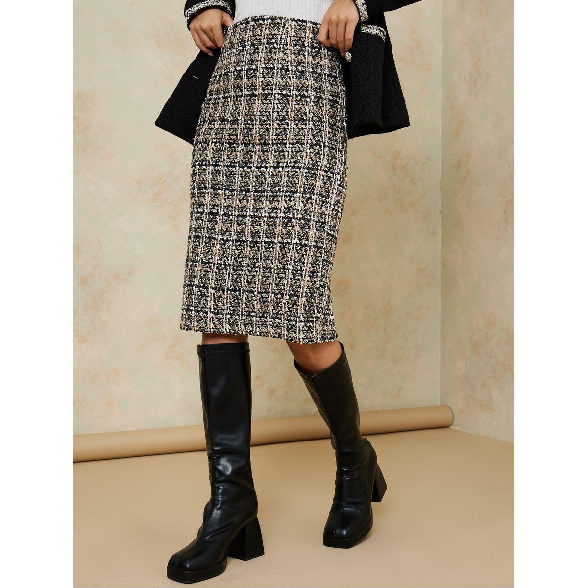 High waisted skirt tweed sale