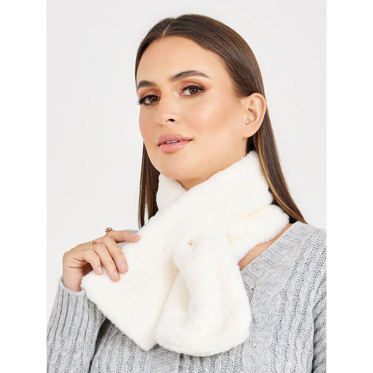 Styli Faux Fur Fuzzy Neck Scarf-women-winterwear-scarves-image-2
