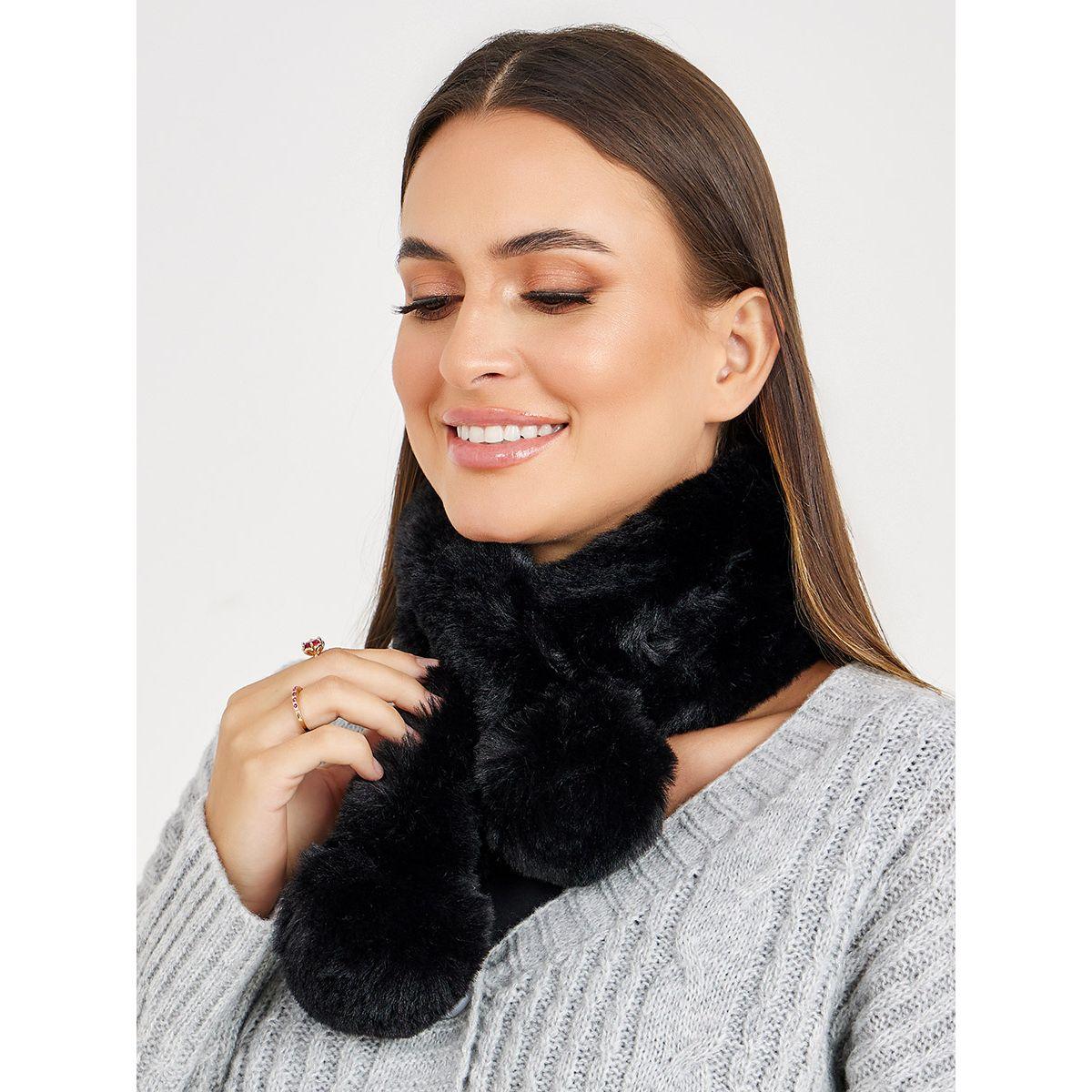 Styli Faux Fur Fuzzy Neck Scarf-women-winterwear-scarves-image-2