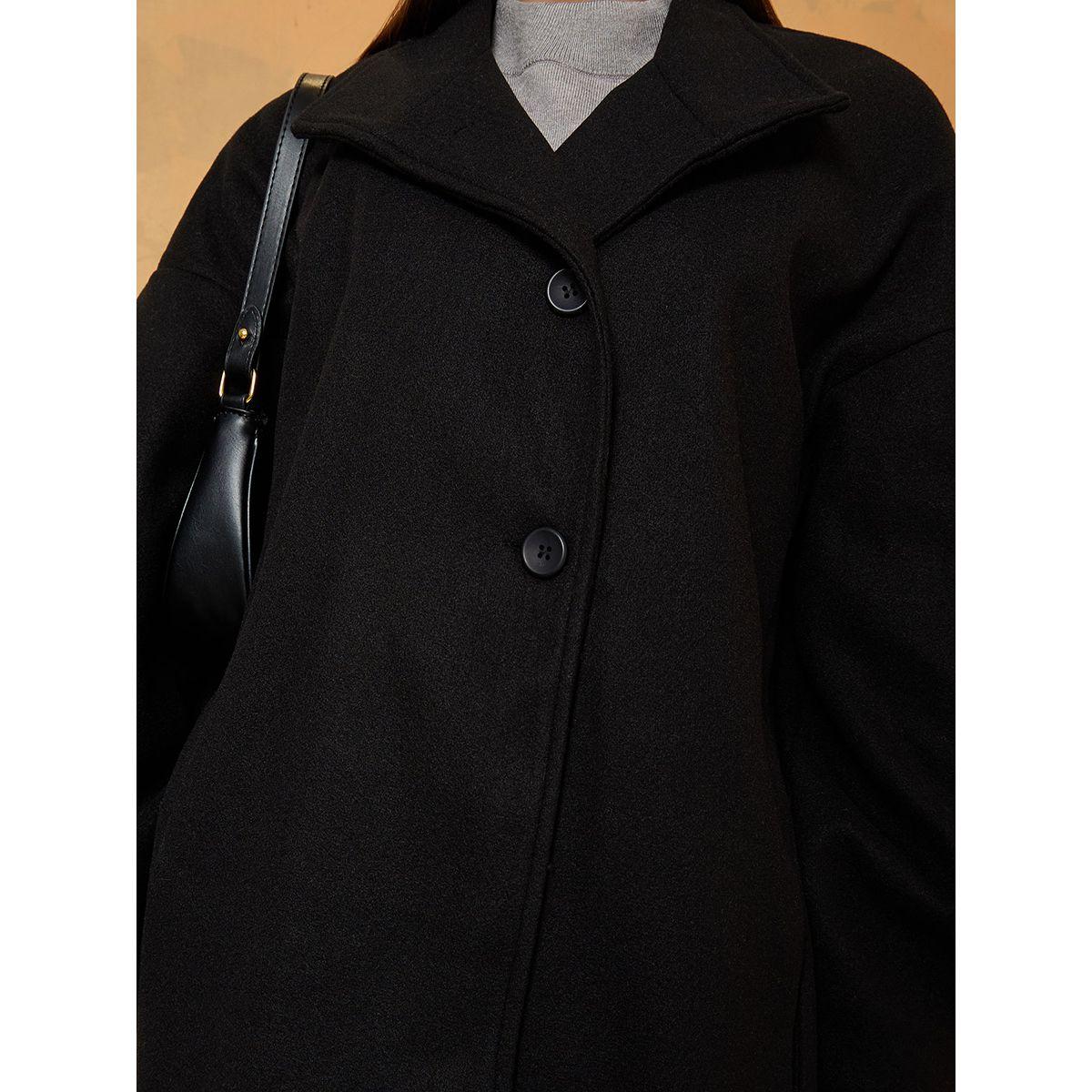 Styli Knee Length High Neck Oversized Wool Like Coat with Buttons-women-clothing-coatsandjackets-coats-image-3