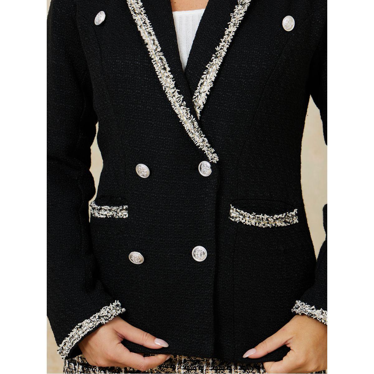 Styli Regular Length Double Breasted Tweed Regular Fit Blazer-women-clothing-coatsandjackets-blazers-image-5
