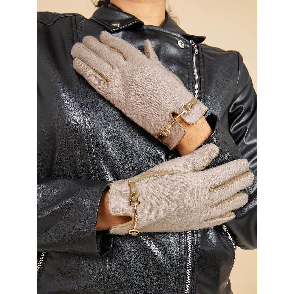 Styli Metal Accent Detail Winter Gloves-women-winterwear-gloves-image-2