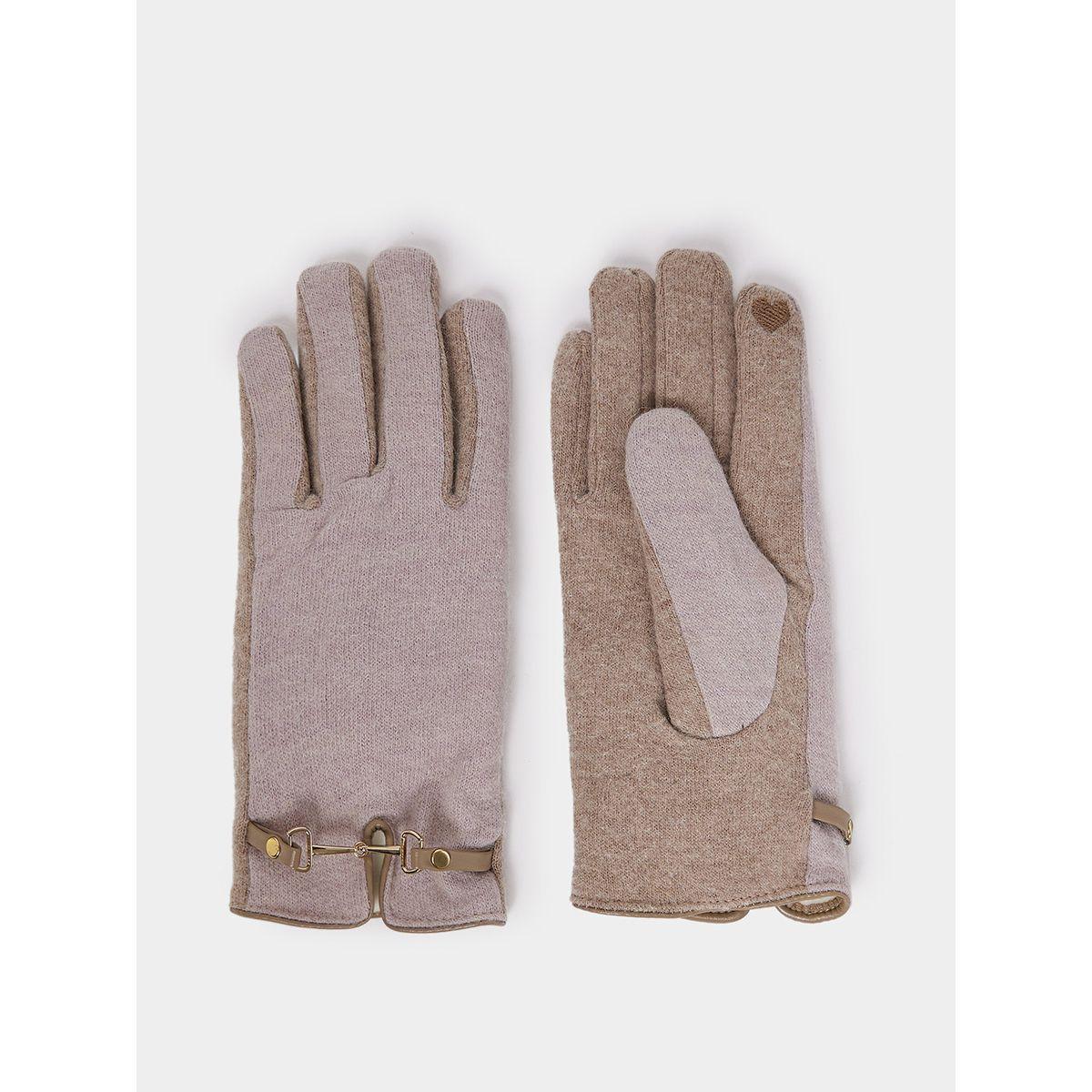 Styli Metal Accent Detail Winter Gloves-women-winterwear-gloves-image-3