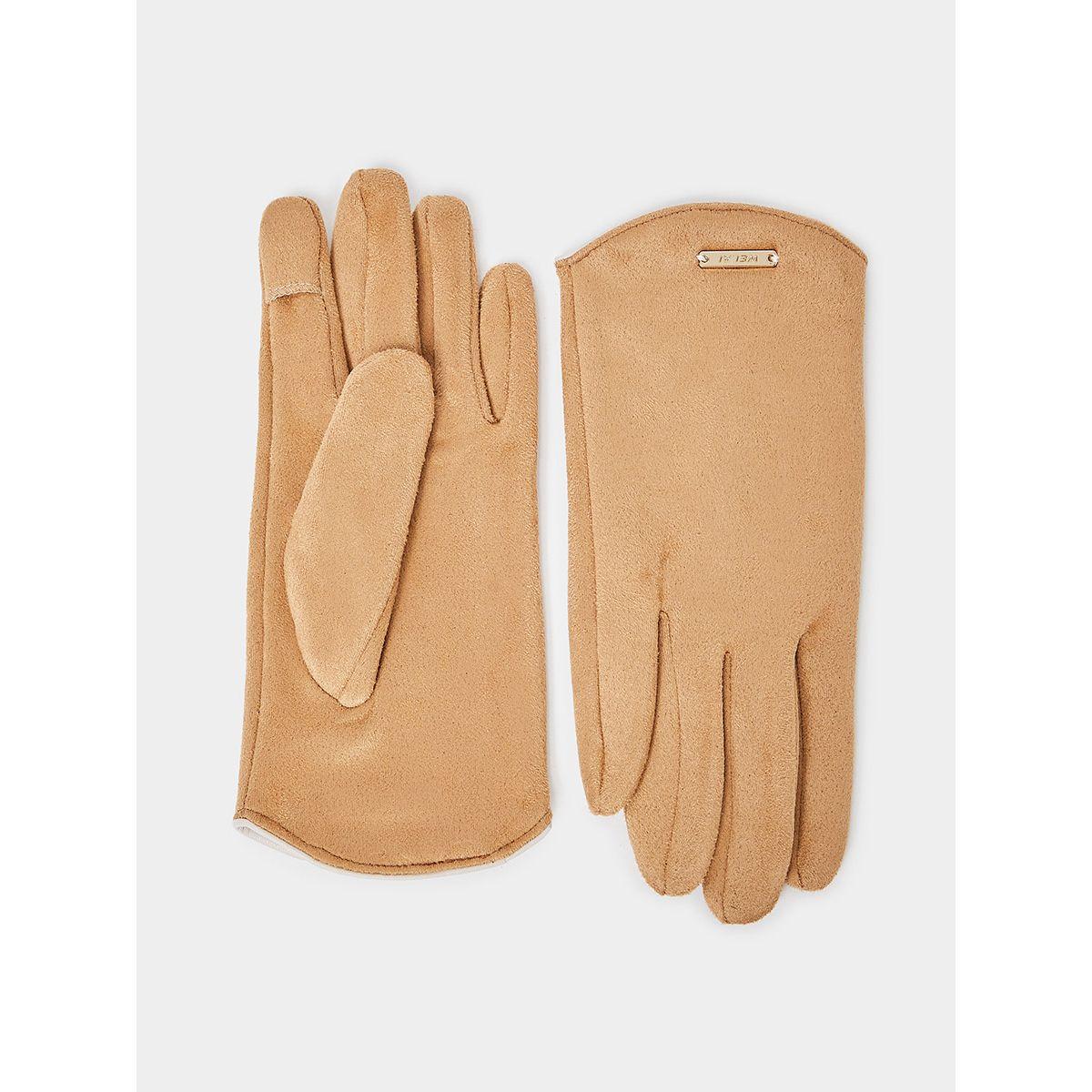 Styli Suede Effect Winter Gloves-women-winterwear-gloves-image-2