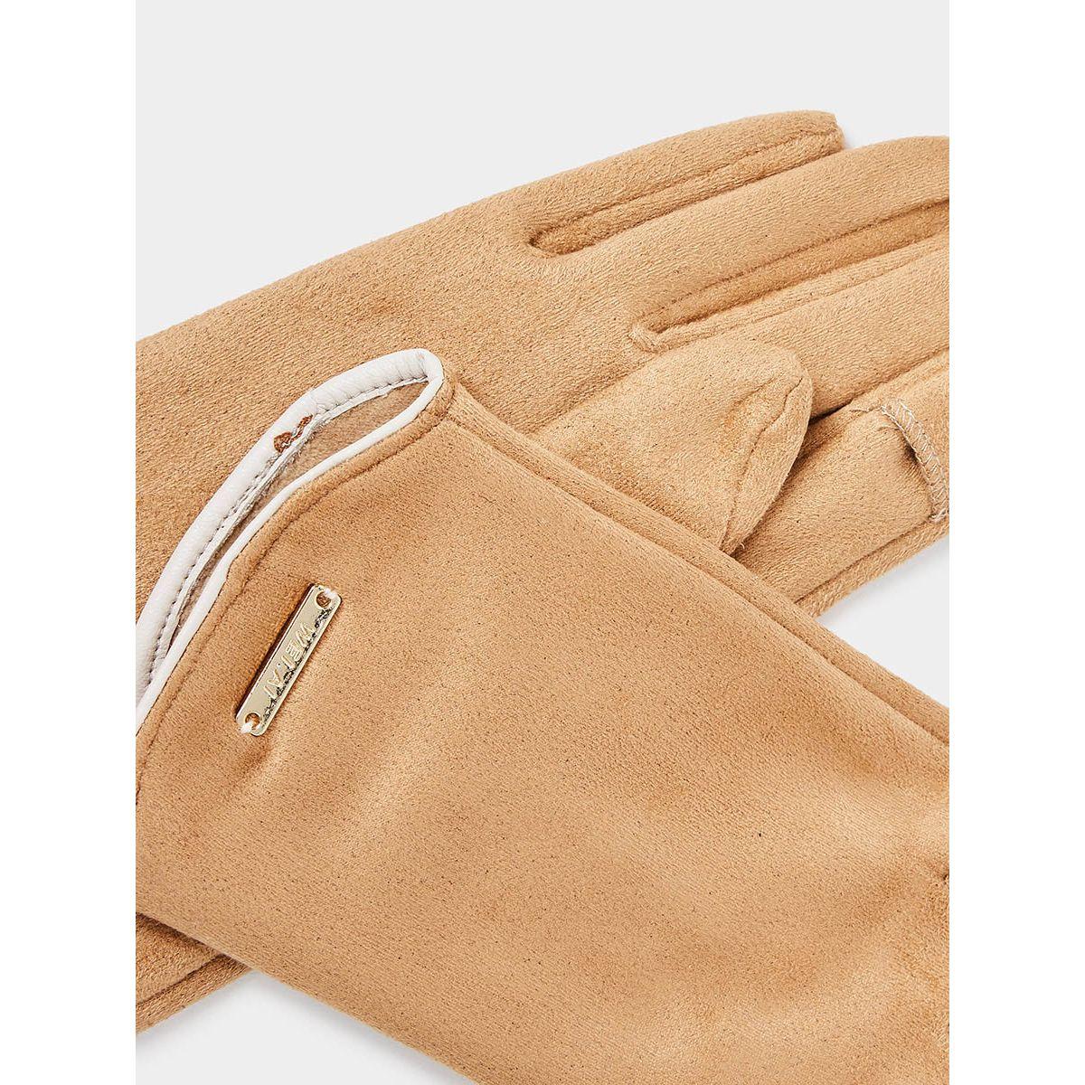 Styli Suede Effect Winter Gloves-women-winterwear-gloves-image-3