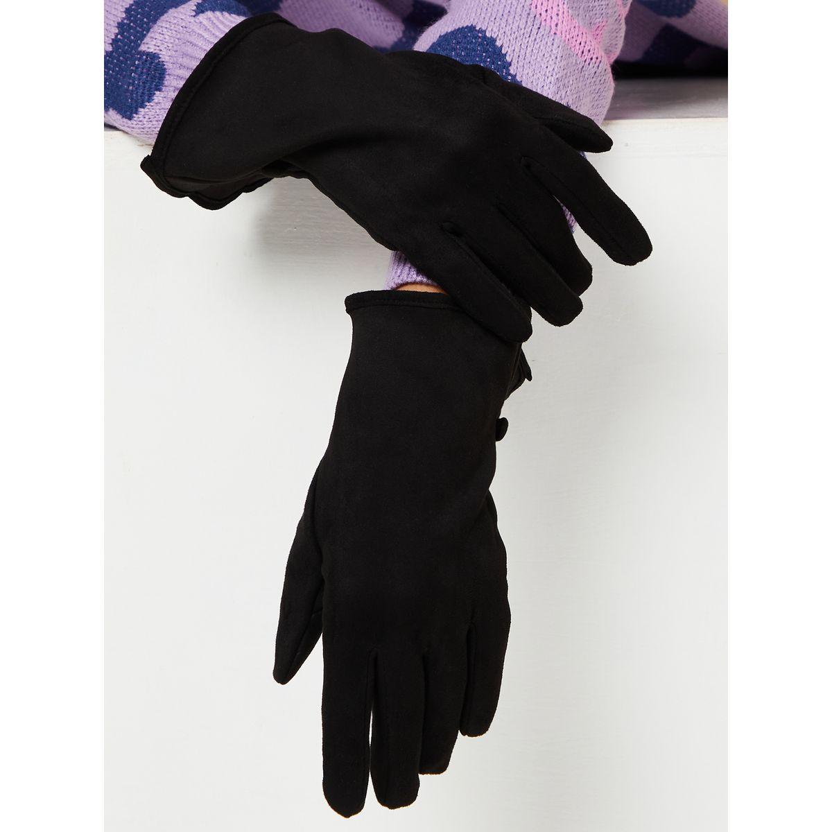 Styli Plain Gloves with Heart Print on Finger-women-winterwear-gloves-image-1