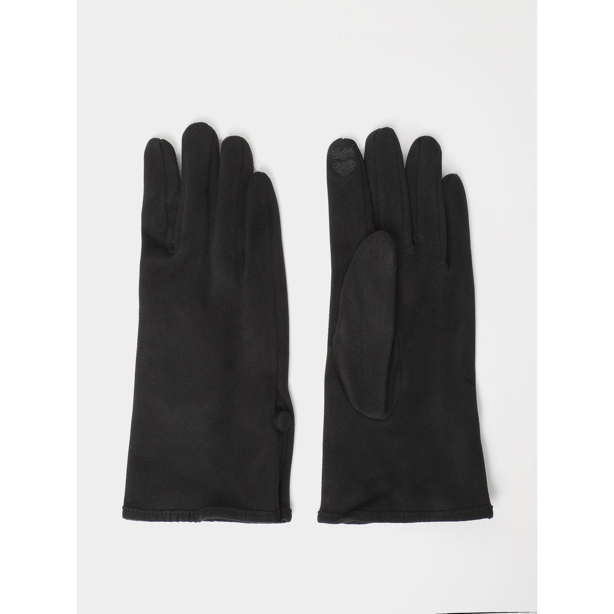 Styli Plain Gloves with Heart Print on Finger-women-winterwear-gloves-image-2