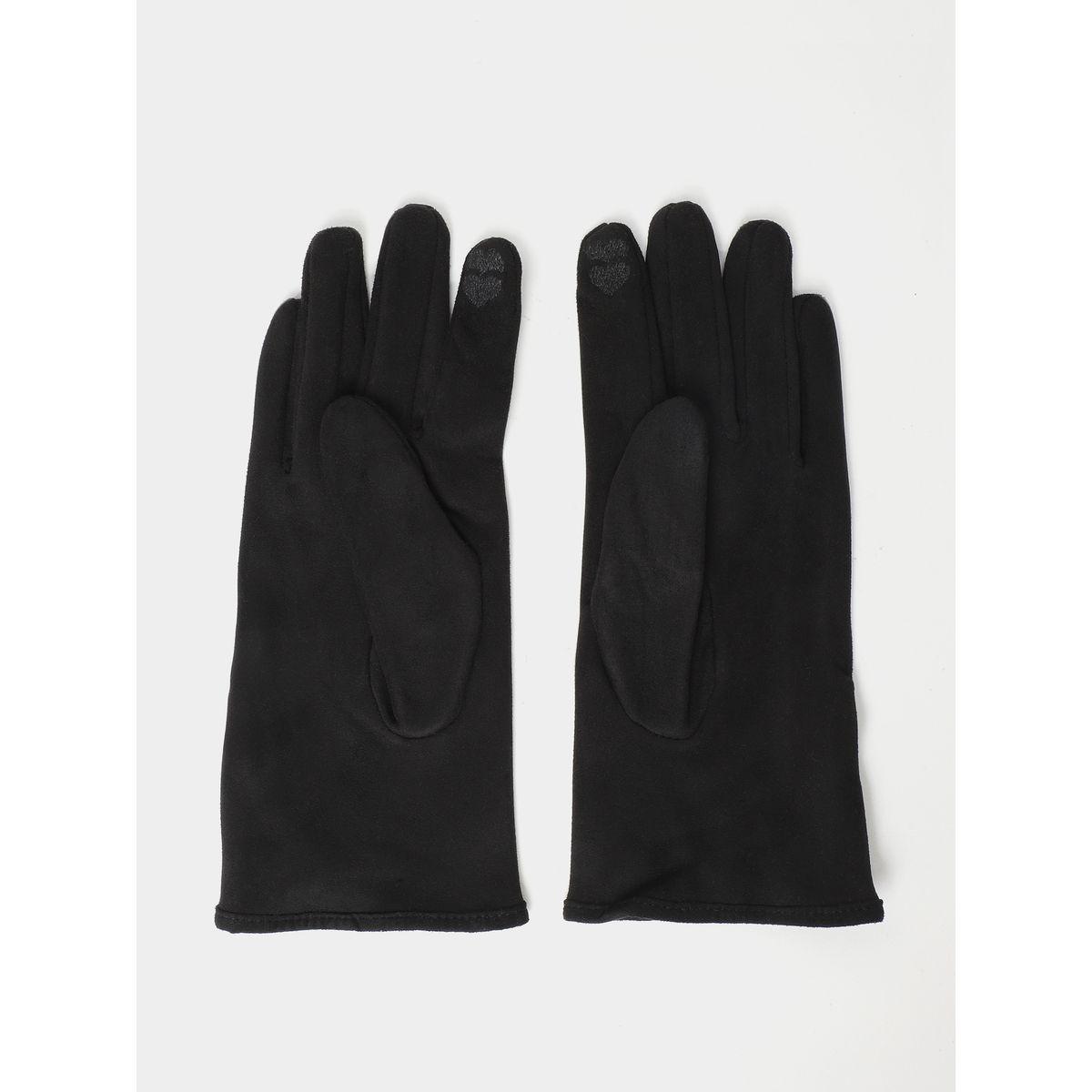 Styli Plain Gloves with Heart Print on Finger-women-winterwear-gloves-image-3