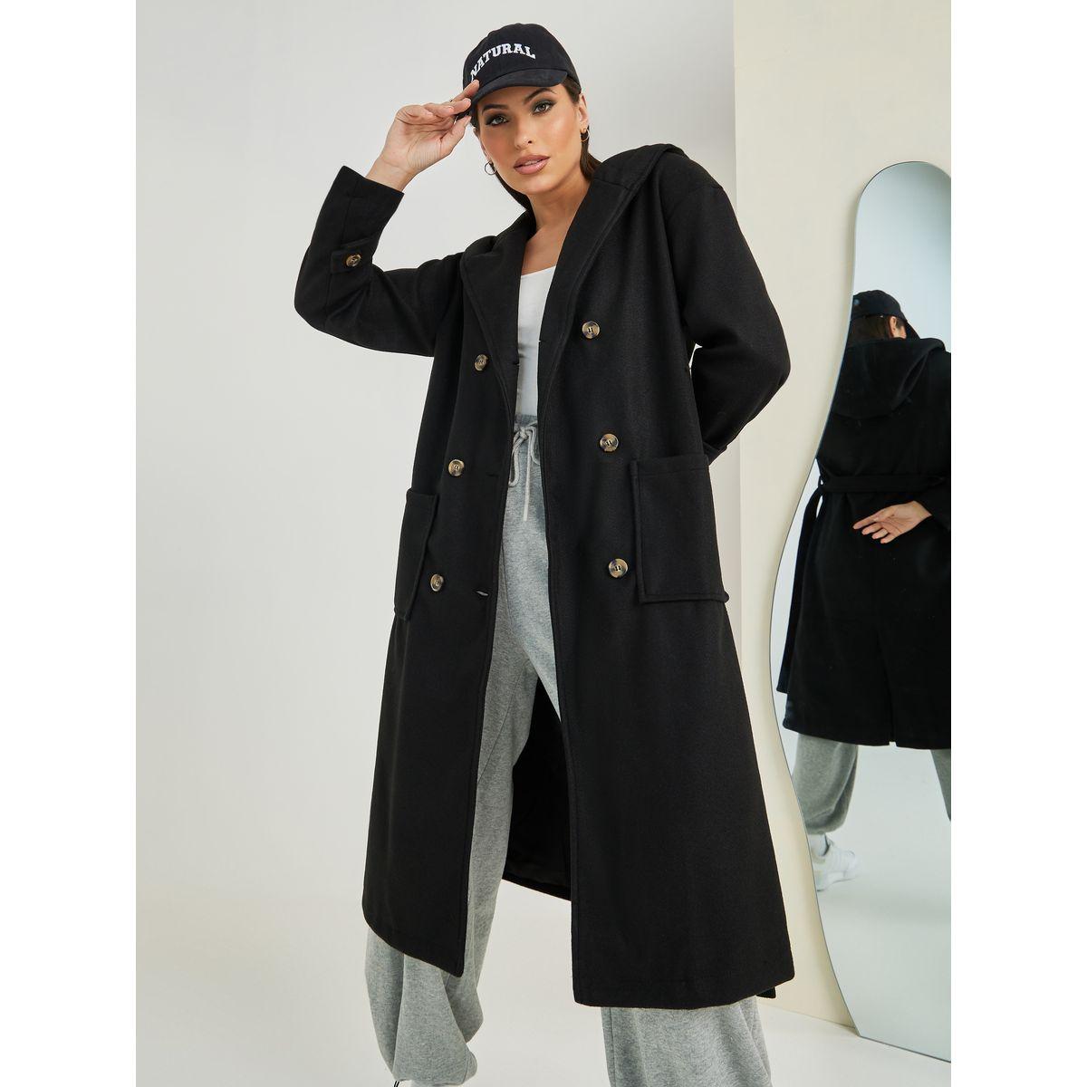 معطف بياقة هودي مع حزام-women-clothing-coatsandjackets-coats-image-1