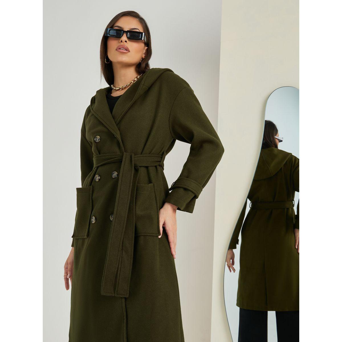 Styli Regular Fit Wool Like Hooded Double Breasted Coat with Belt-women-clothing-coatsandjackets-coats-image-1