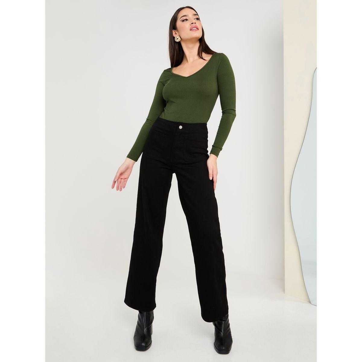 Styli Long Sleeves V Neck Ribbed Fitted Knit Top-women-clothing-shirtsandblouses-blouses-image-1