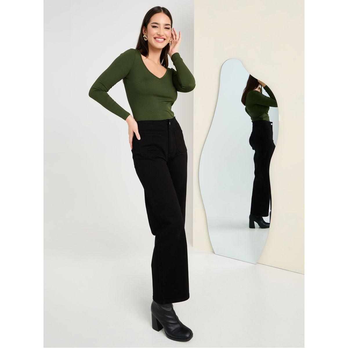 Styli Long Sleeves V Neck Ribbed Fitted Knit Top-women-clothing-shirtsandblouses-blouses-image-5