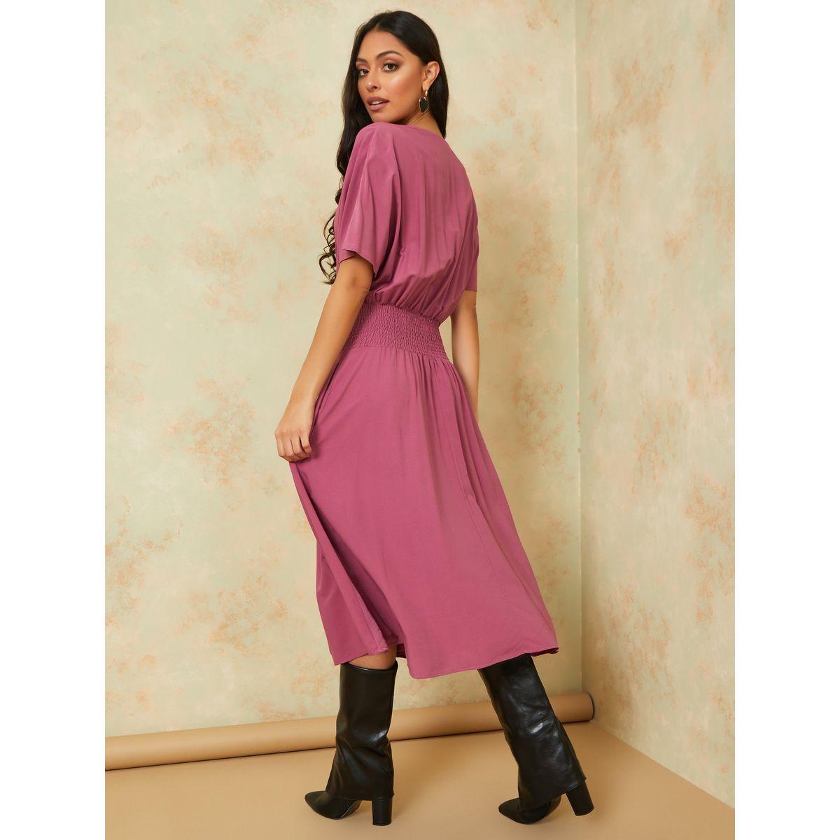 Styli Short Sleeves Wrap Front A-Line Midi Dress-women-clothing-dresses-image-4