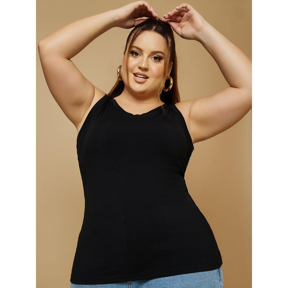 Styli Plus Ribbed Fitted Regular Length Vest-women-clothing-tshirts-image-3
