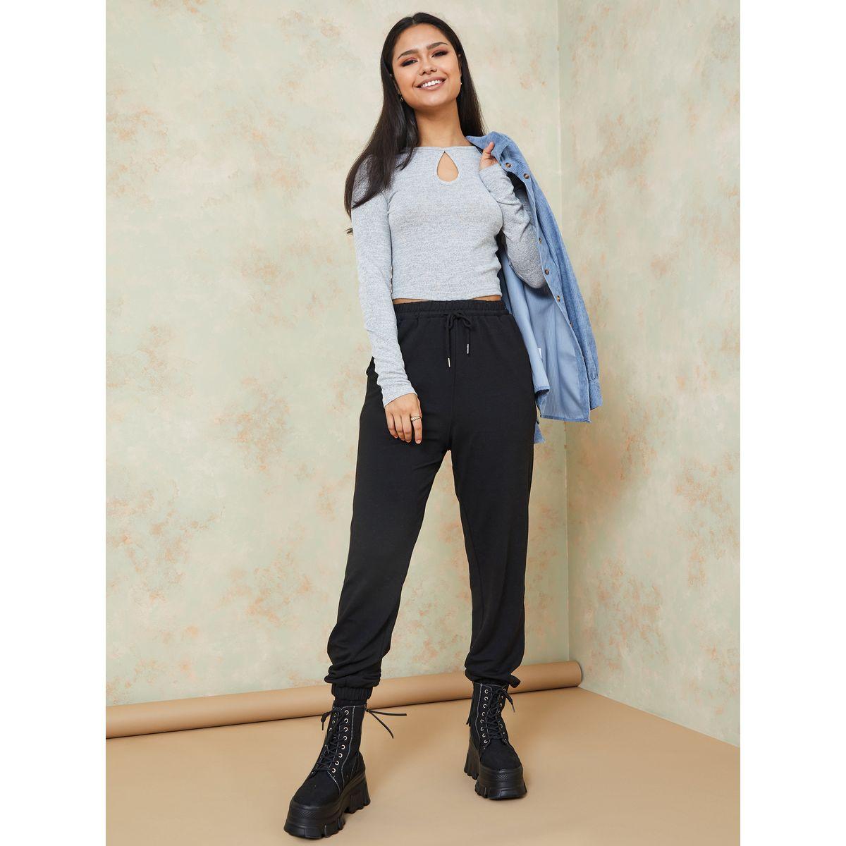 Styli Long Sleeves Round Neck Melange Knit Fitted Crop Top-women-clothing-shirtsandblouses-blouses-image-2