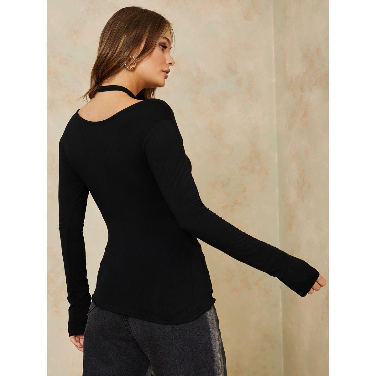 بلوزة بياقة منسدلة مع تشوكر-women-clothing-shirtsandblouses-blouses-image-5