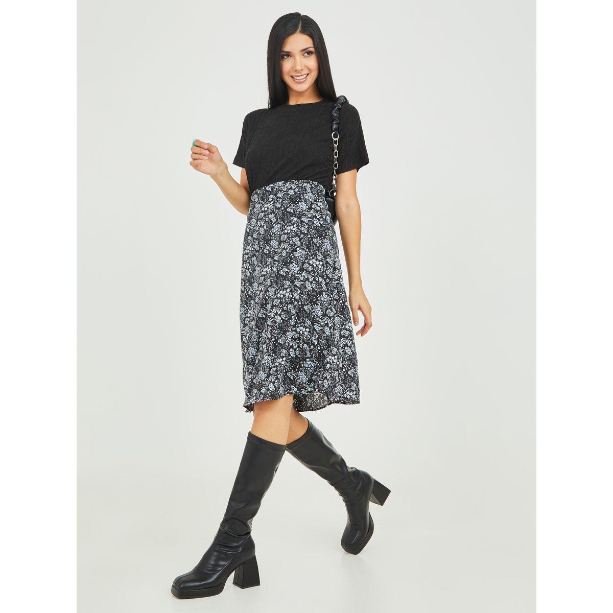 Styli Floral Print Knee Length Skirt-women-clothing-bottoms-skirts-image-1