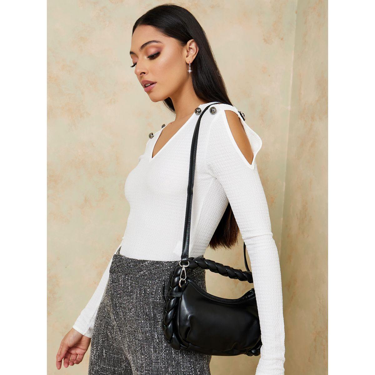 Styli Braided Strap Handbag with Zip Closure-women-bagsandwallets-handbags-image-3