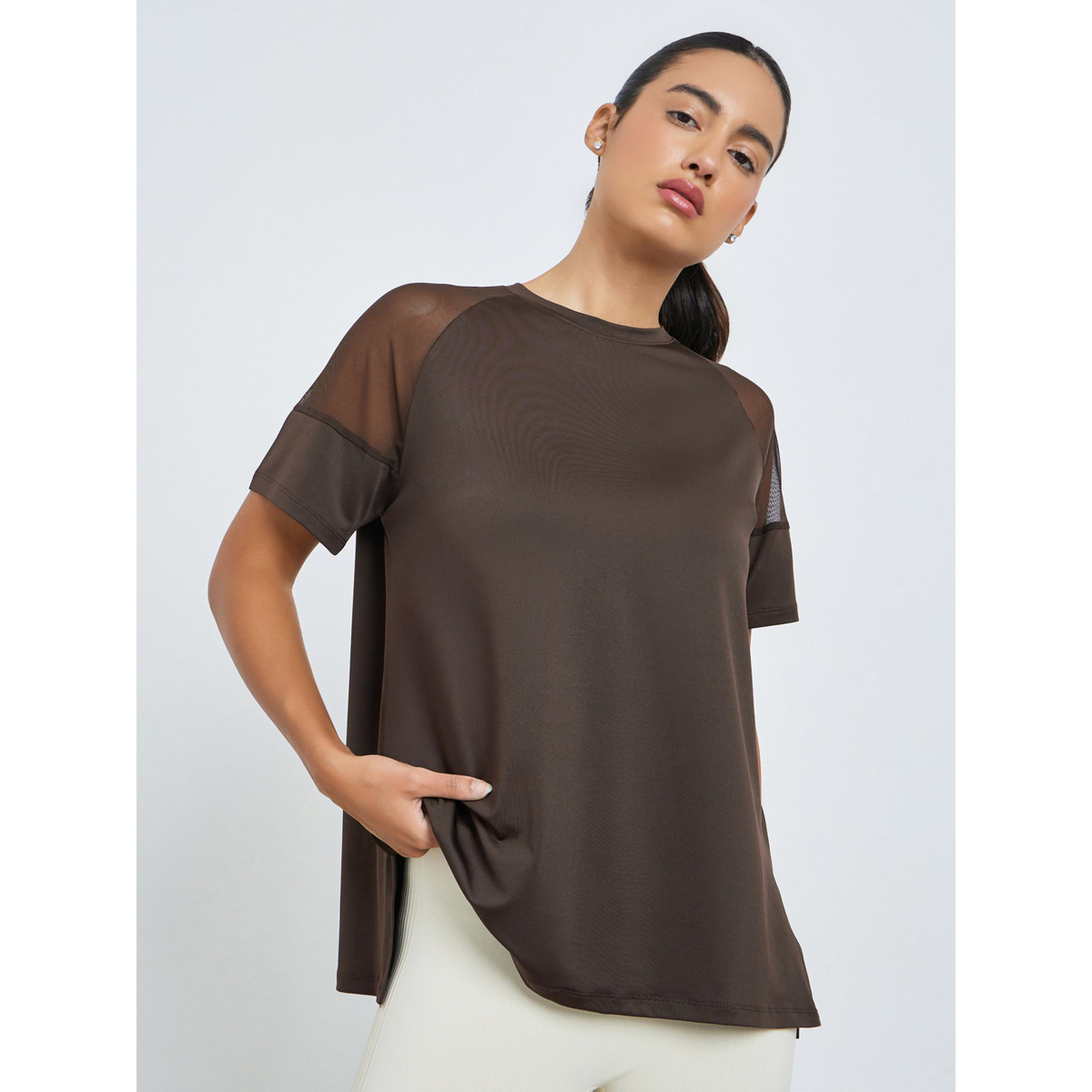 بلوزة يوغا بقصة واسعة مع ألواح شبكية عند الأكتاف-women-clothing-tshirts-image-1