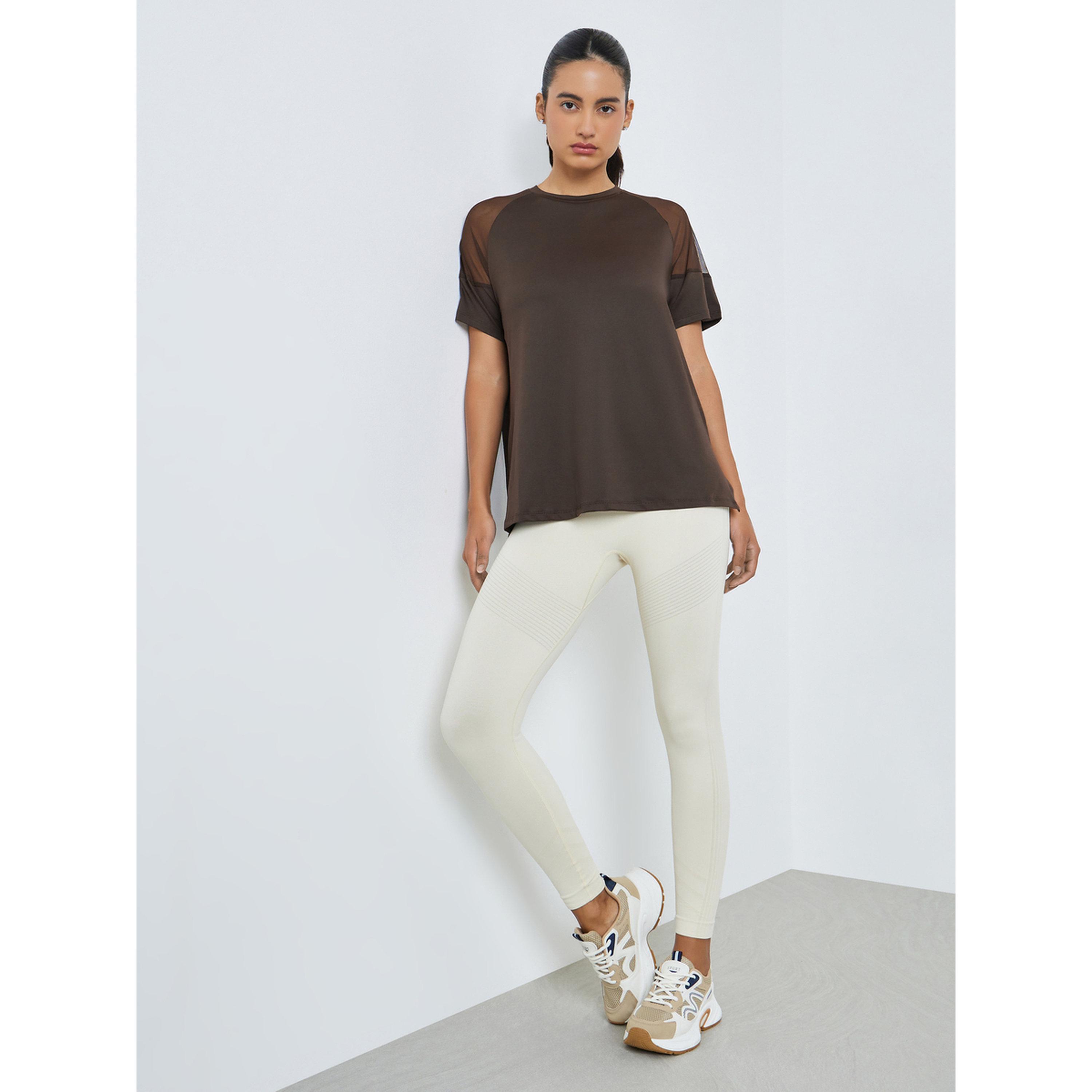 بلوزة يوغا بقصة واسعة مع ألواح شبكية عند الأكتاف-women-clothing-tshirts-image-2