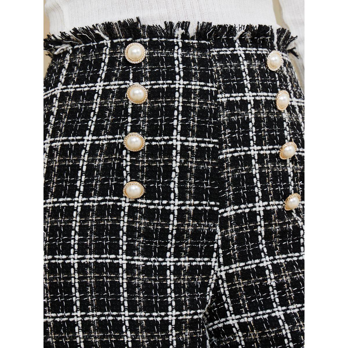 Styli Tweed Slim Fit Ankle Length Trouser with Frayed Edge-women-clothing-bottoms-trousers-image-3