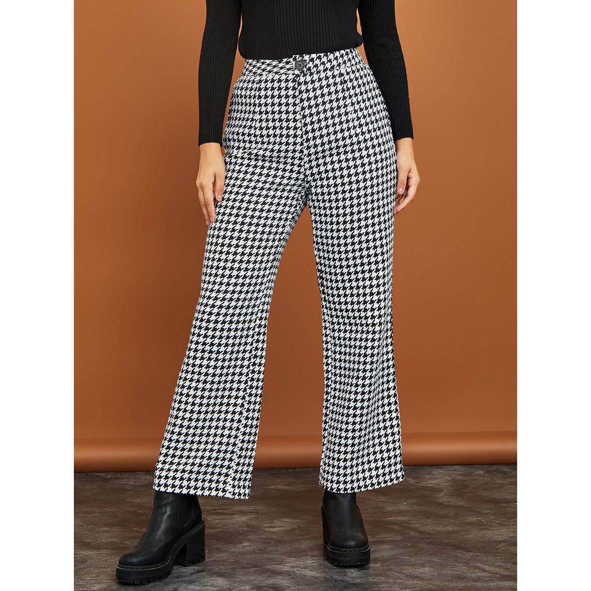 بنطال مطبع بمربعات وقصة واسعة-women-clothing-bottoms-trousers-image-1