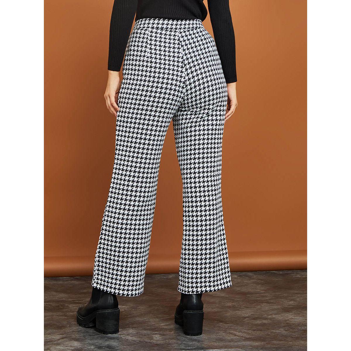 Styli Houndstooth Print Wide Leg Trouser-women-clothing-bottoms-trousers-image-4