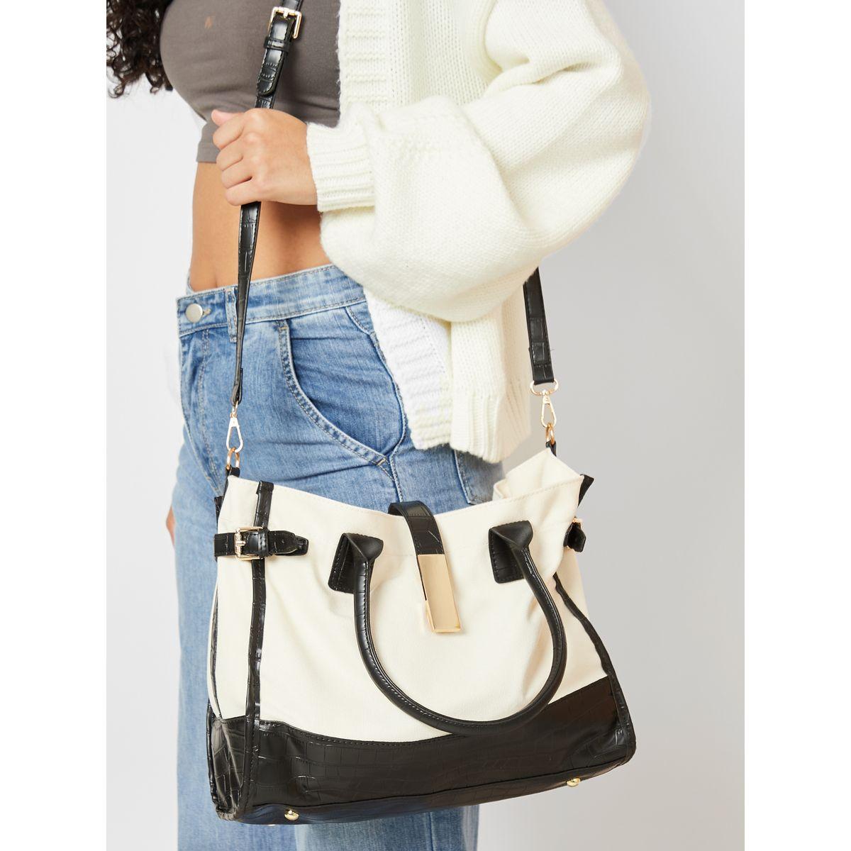 Styli Colorblock Metal Detail Handbag with Inside Pouch-women-bagsandwallets-handbags-image-3