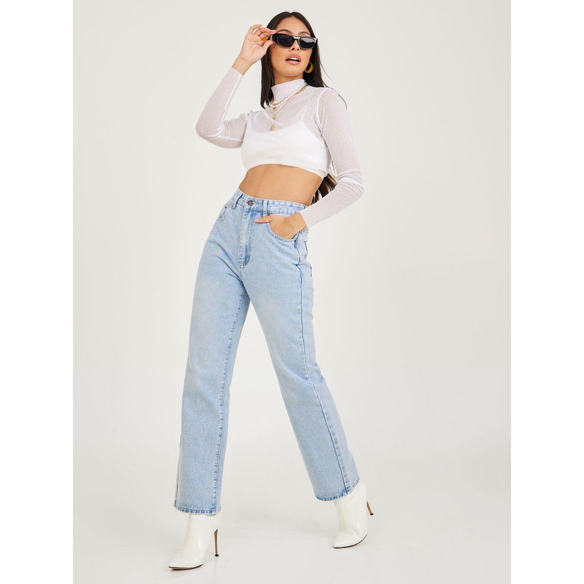 جينز بقصة مستقيمة وخصر عالي-women-clothing-bottoms-jeans-image-1