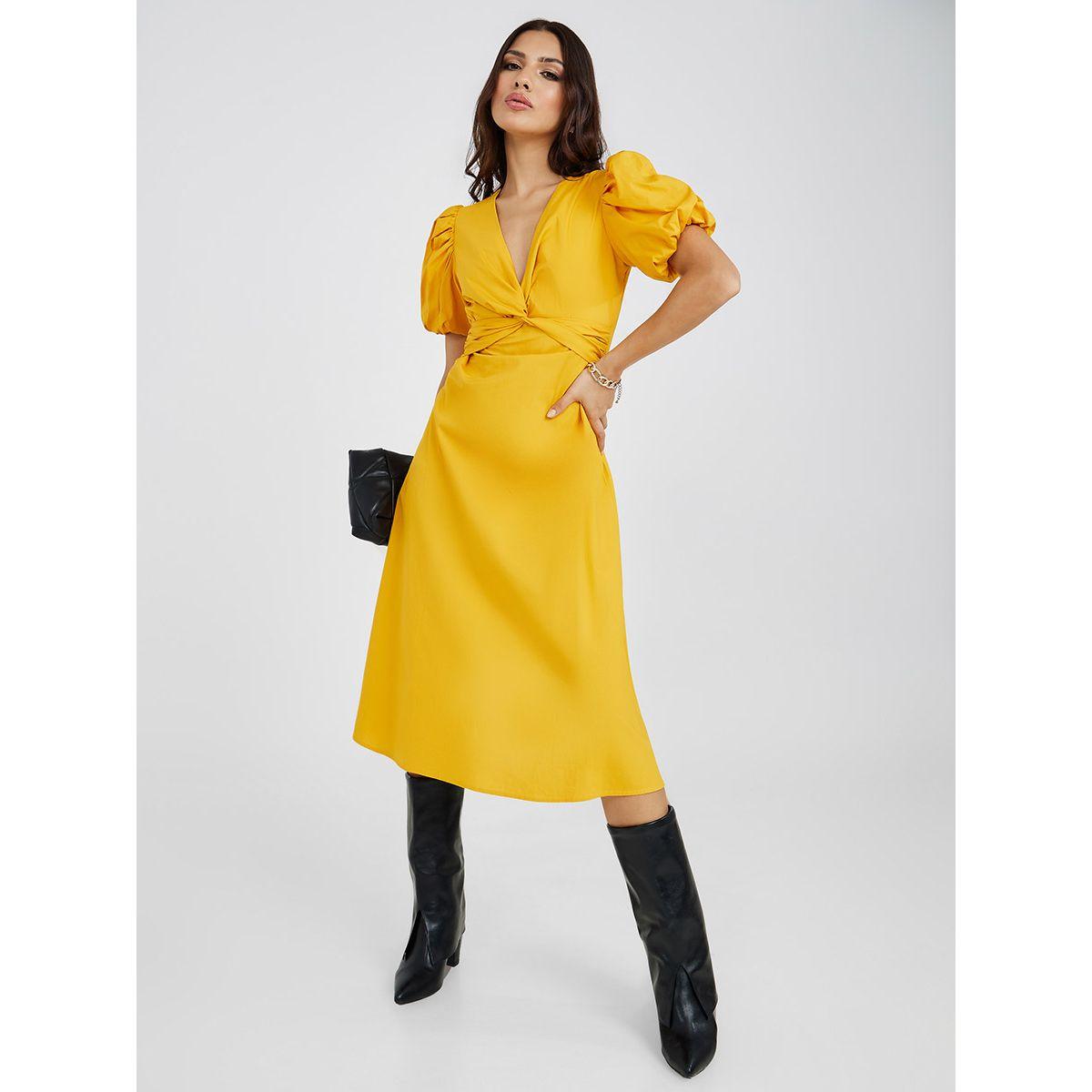 فستان ميدي باكمام منفوشة-women-clothing-dresses-image-1