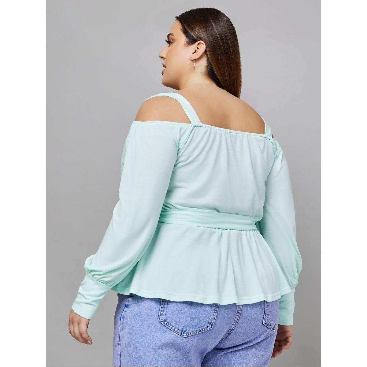 Styli Plus Cold Shoulder Tie Waist Peplum Blouse-women-clothing-shirtsandblouses-blouses-image-4