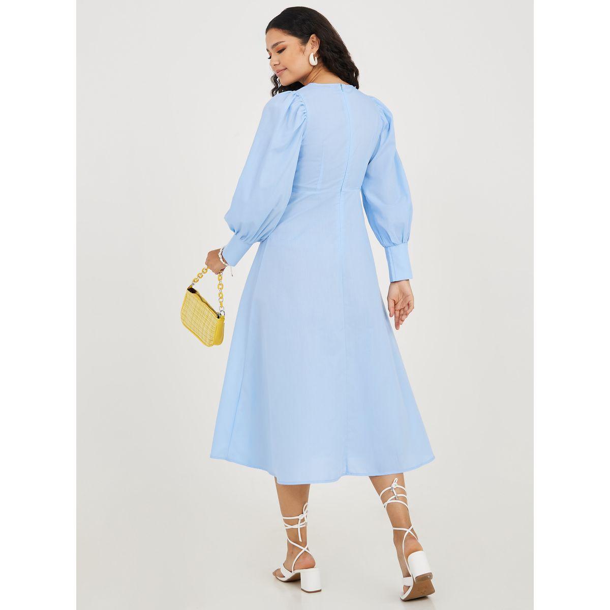 Styli Long Sleeves Keyhole Neck A-Line Midi Dress-women-clothing-dresses-image-4