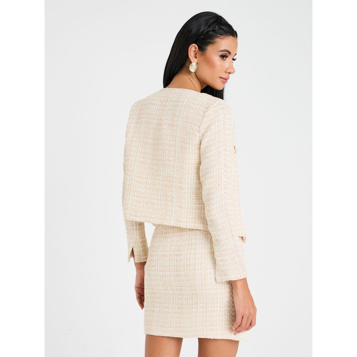 Styli Tweed Cropped Jacket & Mini Skirt Co-Ord Set-women-clothing-coordsets-image-5