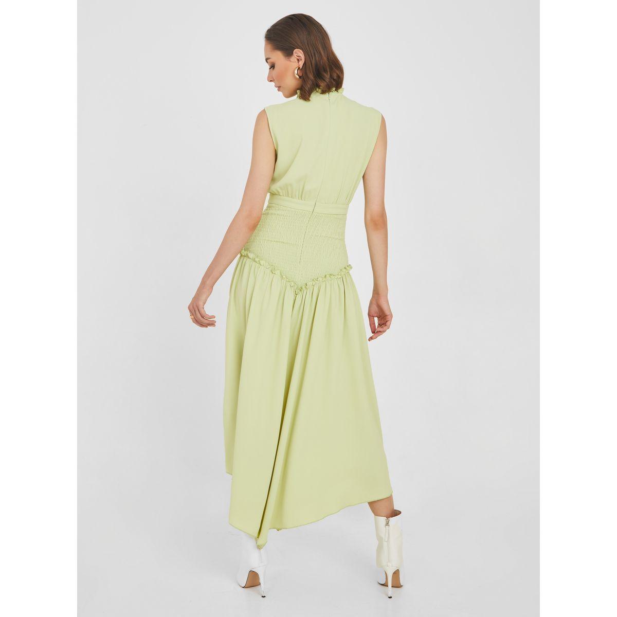 Styli Sleeveless High Neck Smocked Detail A-Line Midi Dress-women-clothing-dresses-image-4